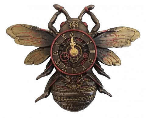 Italfama Bee Wall Clock, Bronze Resin, Handmade, 25x20 cm, Made in Italy