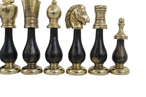 Italfama Metal & Wood Chess Pieces, Gold/Silver, Handmade, King 10.3cm Italy