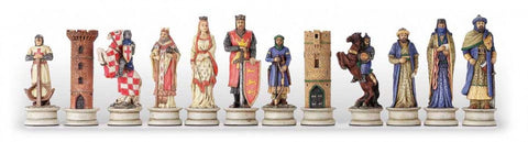 Italfama Hand-Painted Resin Chess Pieces Set, Crusaders vs Saracens, 8cm King