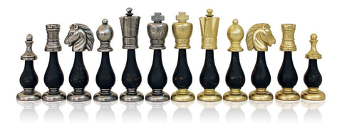 Italfama Handcrafted Metal & Wood Chess Pieces, Gold/Silver, King 10.2cm Italy
