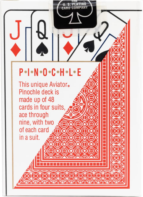 Aviator Pinochle Red Deck Poker Playing Cards Standard Index Uspcc USA