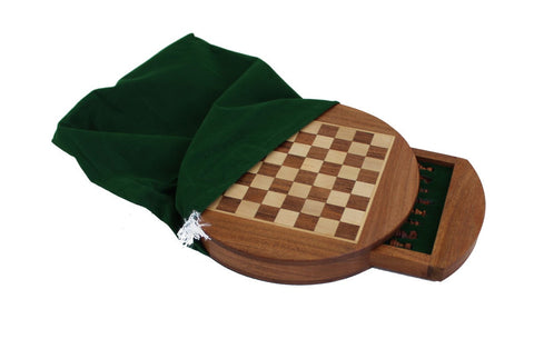 Italfama Magnetic Wooden Chess Set, Round 25cm Board with Drawer, Handmade