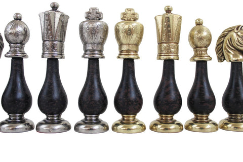Italfama Handcrafted Metal & Wood Chess Pieces, Gold/Silver, King 10.2cm Italy