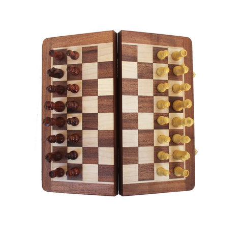 Handmade Italfama Magnetic Wooden Chess Set, Folding 25cm Board, King 4.5cm