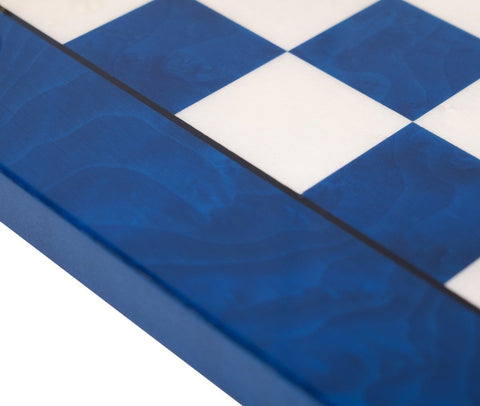 Italfama Blue & White Wooden Chess Board 42cm, 4cm Squares, Made in Italy