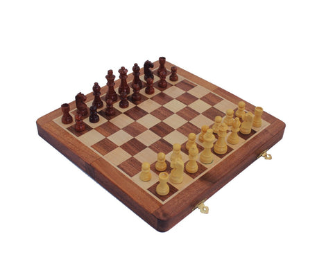 Handmade Italfama Magnetic Wooden Chess Set, Folding 25cm Board, King 4.5cm