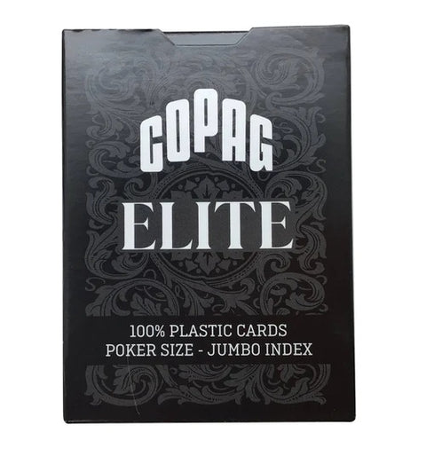 Copag 1546 Elite 100% Plastic Playing Cards Jumbo Index Poker Size Black NEW