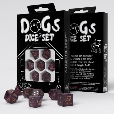 Dogs Dice Set: Luna Modern Black Dog Lovers Role Playing Games Q-Workshop NEW