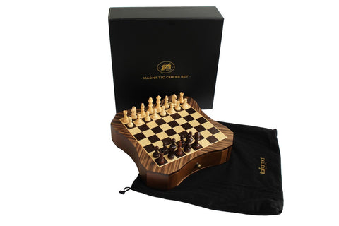Italfama Italian Magnetic Mahogany & Maple Chess Set, 26cm Board Drawer