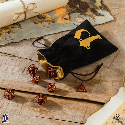 Pathfinder Black & Golden Velour Dice Bag Roleplaying Games Q-Workshop Bpat201
