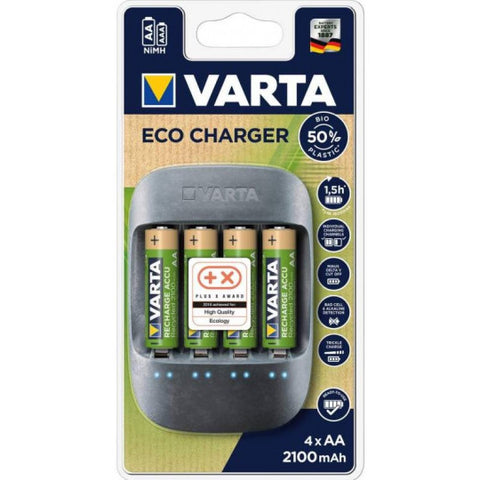 Varta Eco Charger 101 451 For Aa & Aaa Batteries 4 Aa Batteries Included NEW