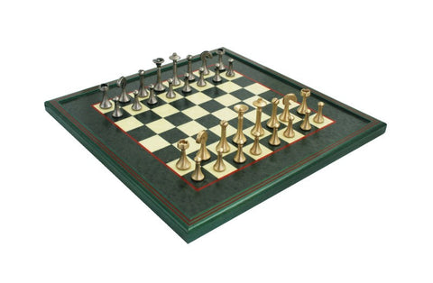 Italfama Brass Chess Set Gold/Silver Plated, Handmade Maple Board 45cm