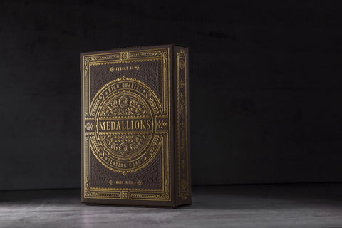 Medallions Theory 11 Playing Cards Deck Brown Gold Magic Tricks Sealed USA