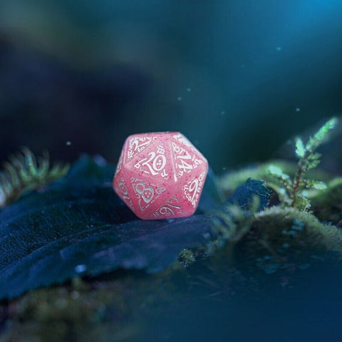 Elvish Shimmering Pink & White Dice Set Magic Role Playing Games Q-Workshop NEW