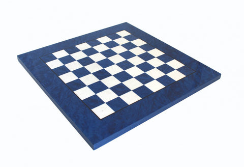 Italfama Glossy Blue Wooden Chess Board 51x51cm, 5cm Squares, Handmade Italy