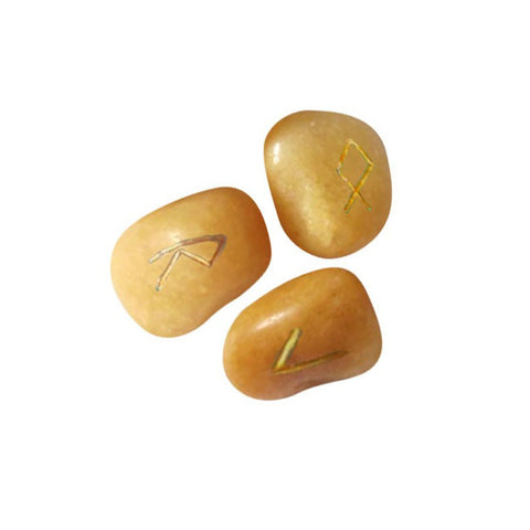 Golden Quartz Runes Natural Stone Meditation Esoteric With Bag Lo Scarabeo NEW