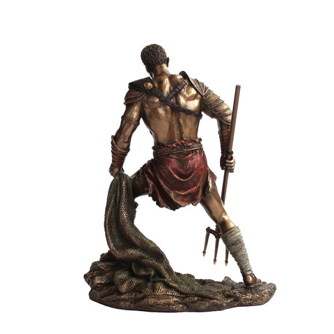 Roman Gladiator Retiarius Statue, Bronze Resin, 28cm, Made in Italy Italfama