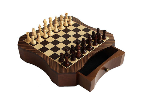 Italfama Italian Magnetic Mahogany & Maple Chess Set, 26cm Board Drawer