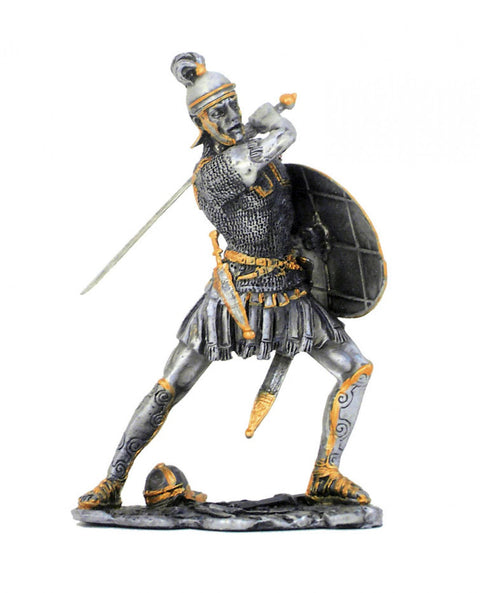 Hand-Painted Pewter Roman Soldier Figurine 10cm β Made in Italy, Italfama