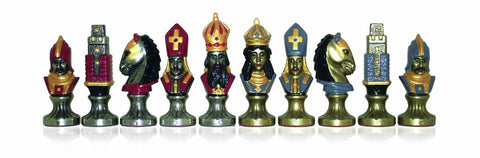 Italfama Moncada Hand-Painted Historic Metal Chess Pieces Set, King 9.3cm, Italy