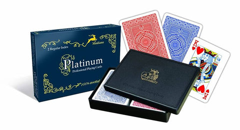 Platinum Acetate Quality Playing Cards Deck Modiano Regular Index Blue Red
