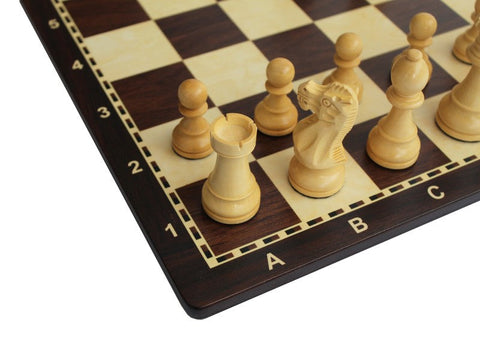 Handmade Acacia & Walnut Chess Set, Numbered 50x50cm Board, Weighted, Italfama