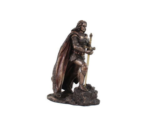 King Arthur Excalibur Sword in the Stone Statue, Bronze Resin, 21cm Italfama