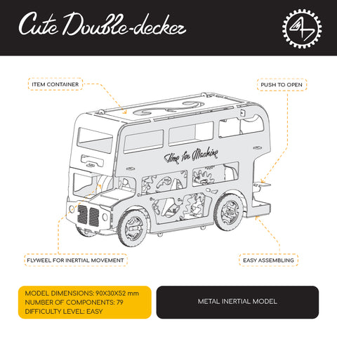 Cute Double-Decker Model Building Kit Time For Machine Stainless Steel NEW