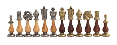 Arabic Chess Set Metal & Wood, Leather Board, Checkers & Backgammon Italfama