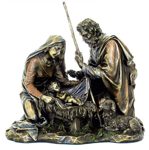 Italfama Nativity Holy Family Statue, Resin Bronze Finish, 20cm Italy