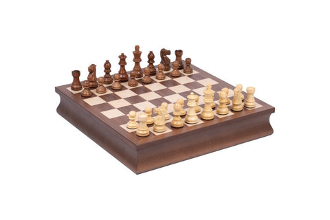 Italfama Wooden Chess Set, Walnut/Maple Board with Storage, Made in Italy