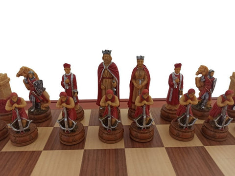 Italfama Camelot Chess Set Hand-Painted Resin Walnut Board 37cm with Storage