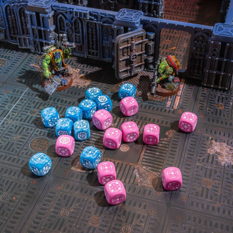 Crosshairs Compact D6 Dice Set Blue & Pink Rpg Dices Q-Workshop STCA02