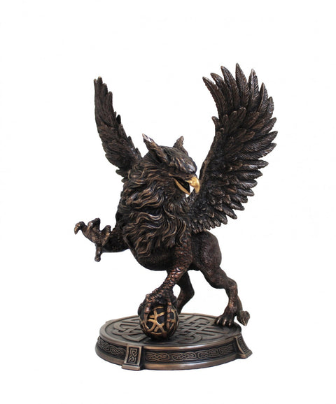 Bronze Finish Griffin Statue, Handcrafted Resin Decor 24cm β Made in Italy