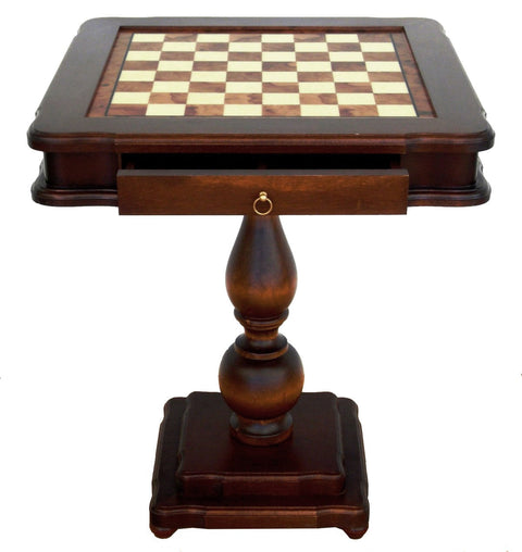 Italfama Wood Chess Table, Elm Top, Storage Drawer, 58x58cm, Made in Italy