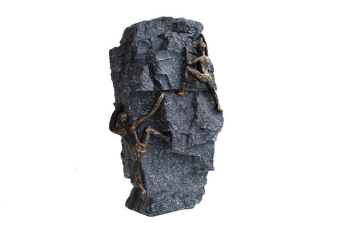 Climbing Men Sculpture Bronze Finish Resin 17x8x28cm Handcrafted Italy Italfama