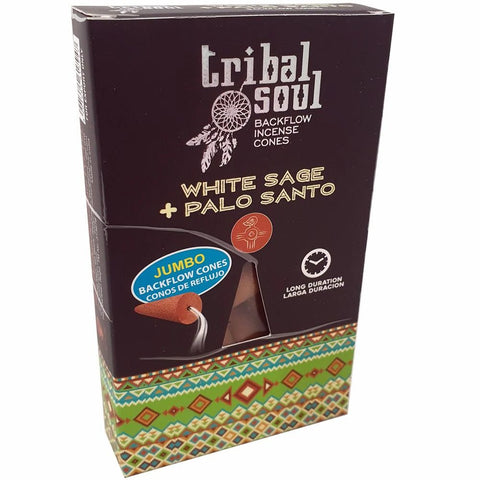 White Sage + Palo Santo - Tribal Soul Backflow Incense Cones Hari Darshan