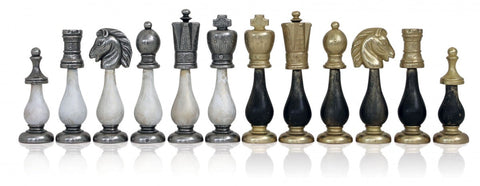 Italfama Arabic-Style Chess Table Set, Metal & Wood, Gold/Silver, Made in Italy