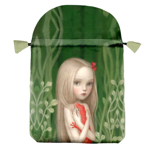 Ceccoli Satin Bag Green Printed Cards Lo Scarabeo 160X225 Mm NEW