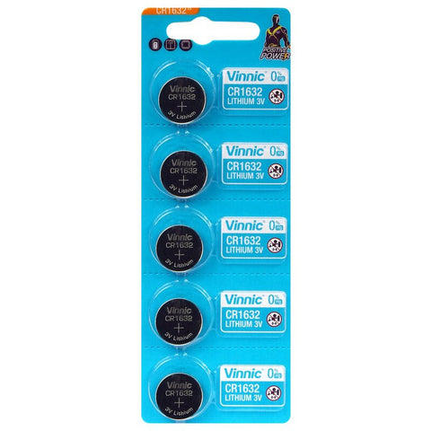 5 Vinnic Cr1632 Lithium Batteries 3V Dl1632 Cell Coin Button NEW