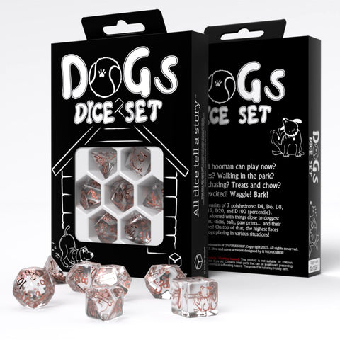 Dogs Dice Set: Bubbles Rpg Dice Polyhedrons Translucent Copper Q-Workshop Sdog04