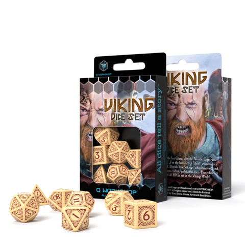 Viking Dice Set Beige Bugrundy Valhalla Roleplaying Games Q-Workshop Dnd Rpg NEW