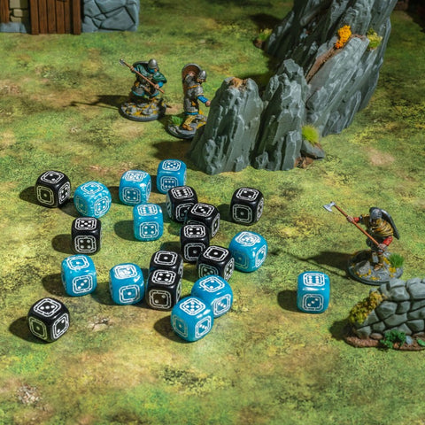 Fortress Compact D6 Dice Set Black & Blue Role Playing Games Q-workshop STCB02