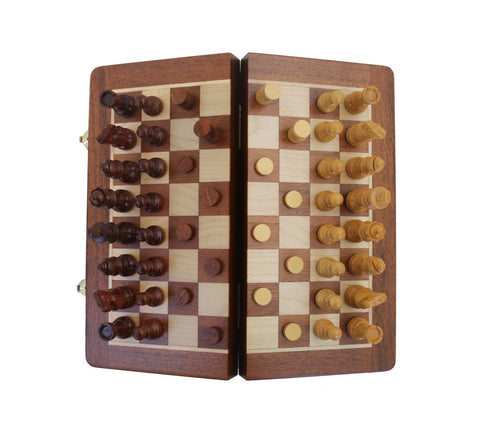Italfama Travel Magnetic Wooden Chess Set, Folding Board + Checkers, 25cm