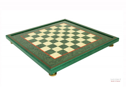 Italfama Italian Handmade Wooden Chess Board 45x45cm, Green/White, 4cm Squares