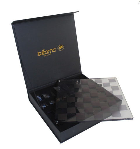 Italfama Acrylic Chess Set, Geometric Pieces, 30x30cm Board, Made in Italy