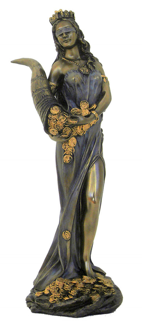 Roman Fortuna Goddess Bronze Resin Statue 29cm Handmade in Italy