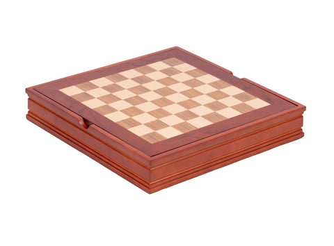 Walnut & Maple Chess Board with Storage 37x37cm, 4cm Squares β Italfama Italy