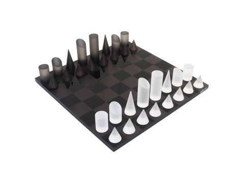 Italfama Acrylic Chess Set, Geometric Pieces, 30x30 Board, Made in Italy