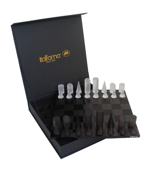 Italfama Acrylic Chess Set, Geometric Pieces, 30x30 Board, Made in Italy